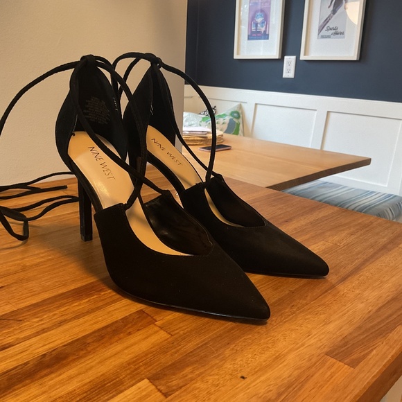 Nine West black suede strappy high heeled shoes - Picture 5 of 9